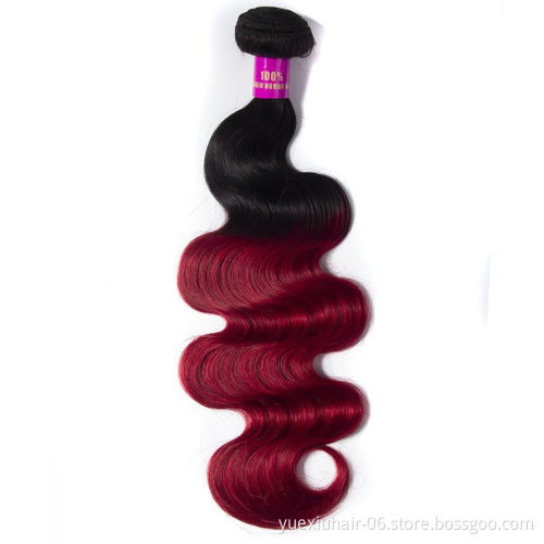 CELIE Body Wave 1B/Red Ombre Hair Extension Good Price 100% Virgin Human Hair China Hair Vendors